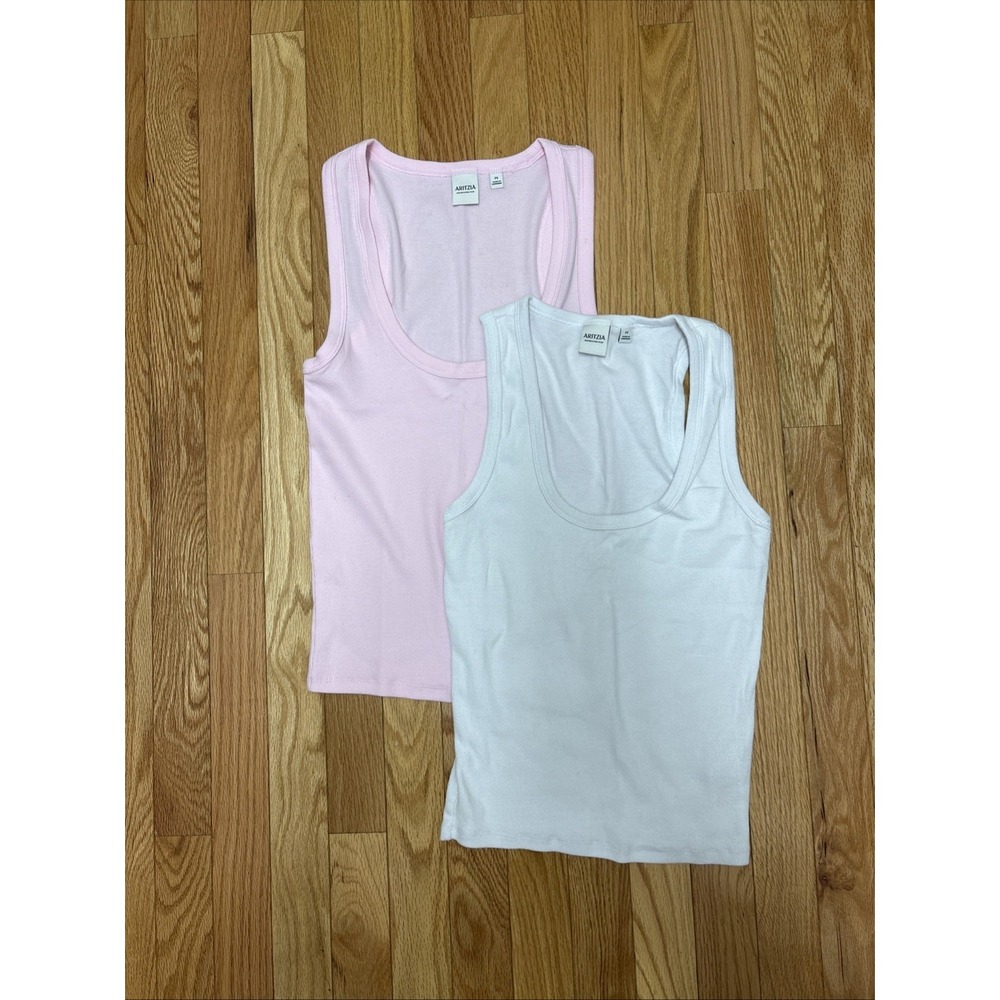 NWOT Aritzia Ribbed Homestretch Tank Bundle - Pink And White - Size Medium